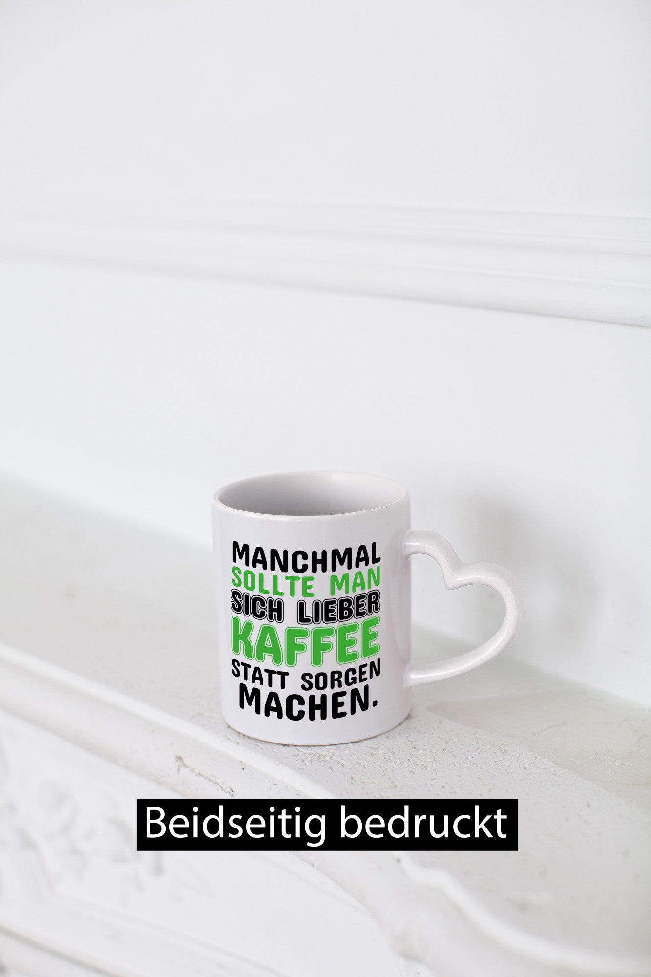Kaffee statt sorgen lustiger Spruch Geschenk Humor Geschenkidee Tasse