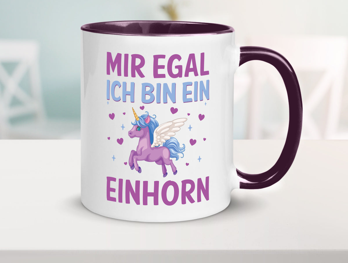 Mir egal, ich bin ein Einhorn| Herzen Geschenkidee Humor Tasse