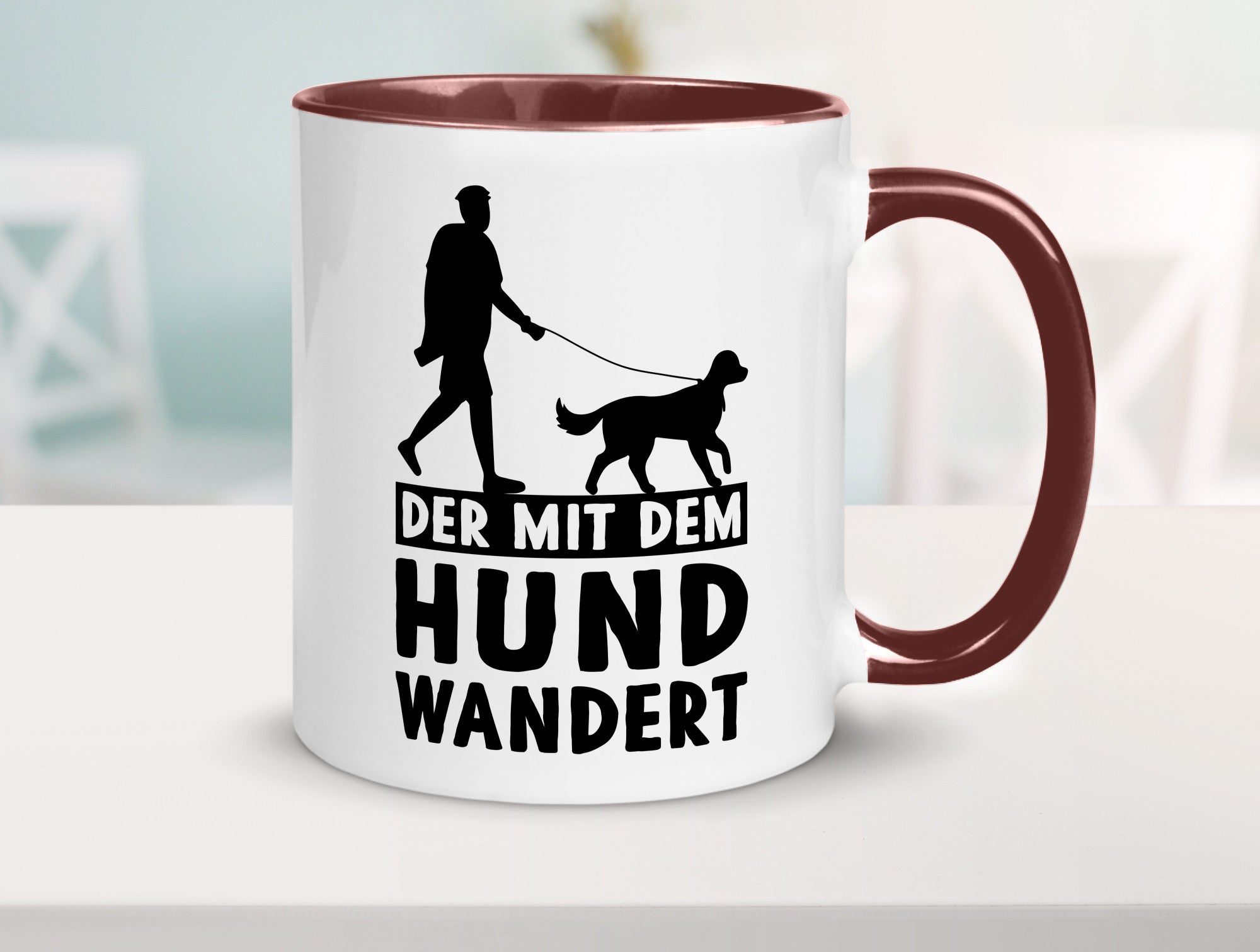 Der mit dem Hund wandert | Mensch Geschenkidee Tierliebhaber Humor Tasse