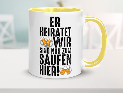 JGA | Er heiratet Junggesellenabschied Polterabend v2 lustiger Spruch Geschenk