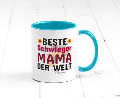 Beste Schwiegermama | Schwiegermutter Tasse Blumen Humor Familie Geschenkidee