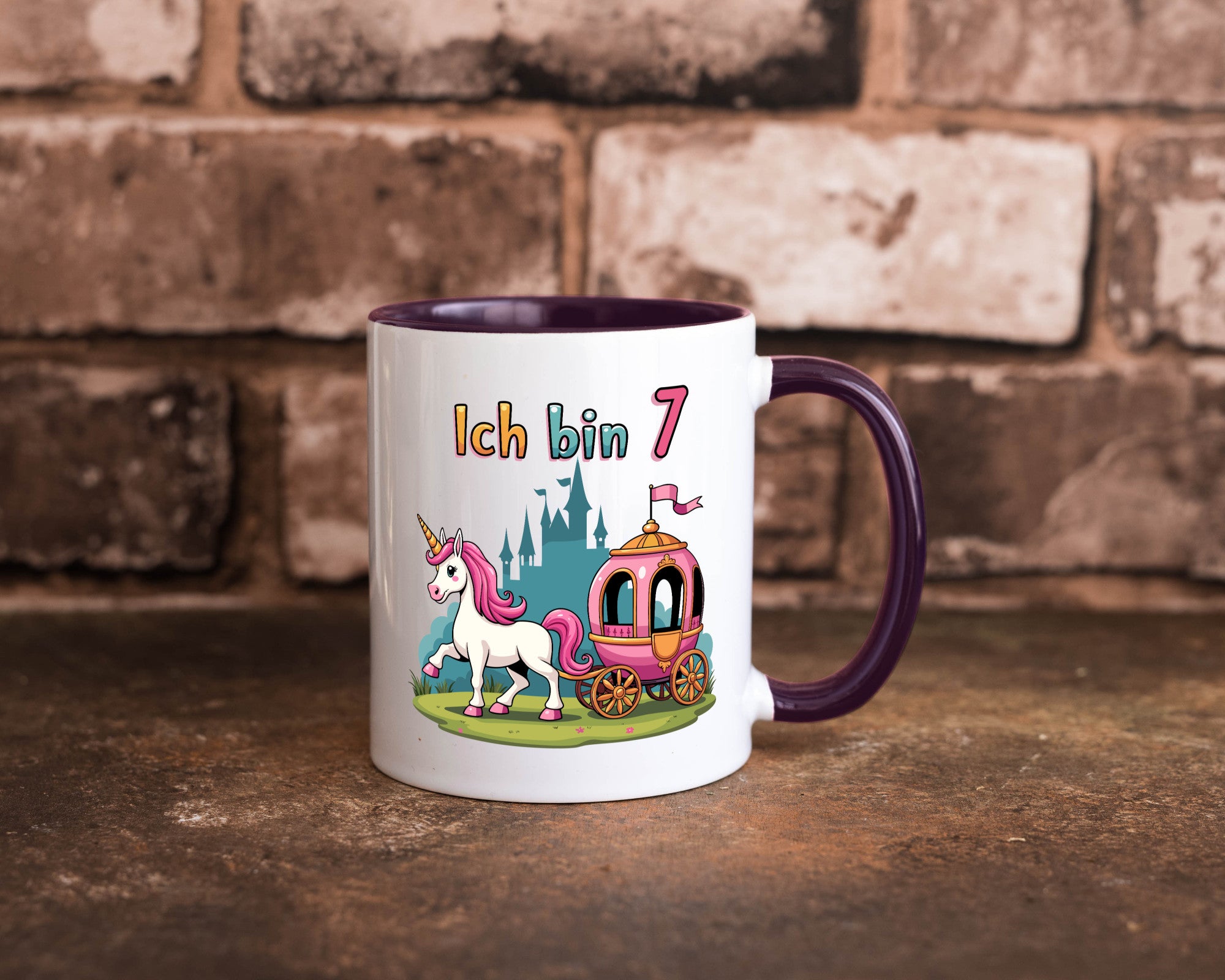 7. Geburtstag | Prinzessin in Kutsche Einhorn lustiger Spruch Geschenk