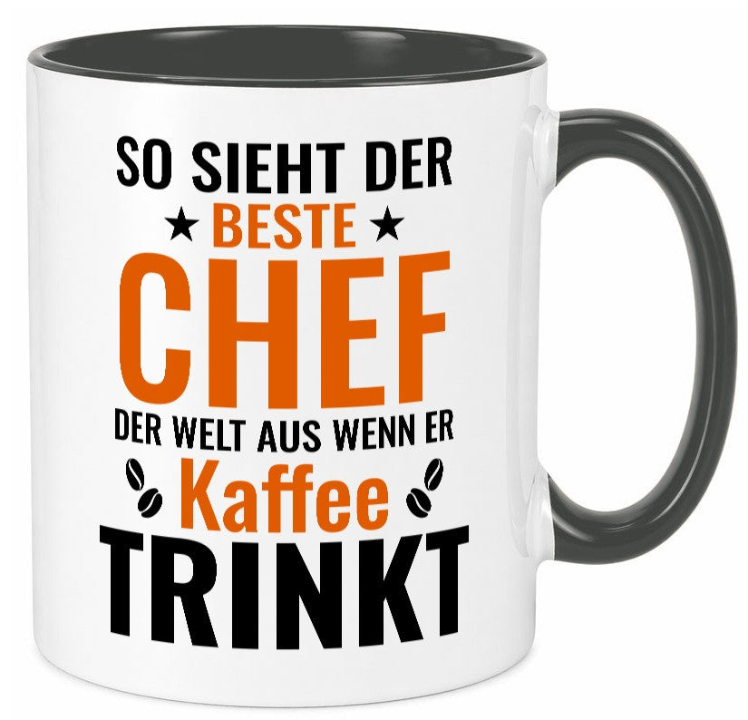 Kaffee trinkt: Chef | Führungskraft Vorgesetzter Humor Arbeit Kollegen Büro Tasse