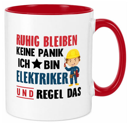 Ruhig bleiben keine Panik ich bin elektriker und regel das Humor Geschenkidee Tasse