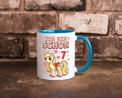 7. Geburtstag | 7 Jahre Mädchen Reiten Pony lustiger Spruch Geschenk Tasse