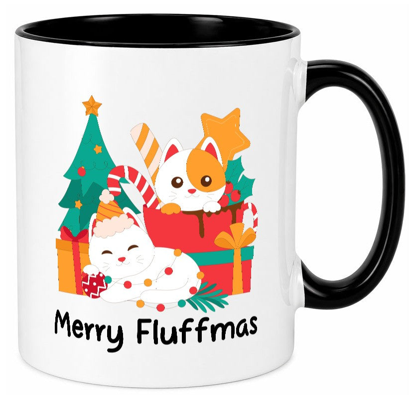 Merry Fluffmas | Weihnachten Katzen weihnachtskatzen lustiger Spruch Geschenk Tasse