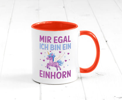 Mir egal, ich bin ein Einhorn| Herzen Geschenkidee Humor Tasse