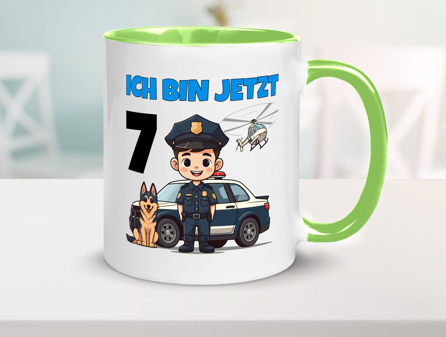 7. Geburtstag | 7 Jahre Polizei Kind Polizeiauto Humor Geschenkidee Tasse