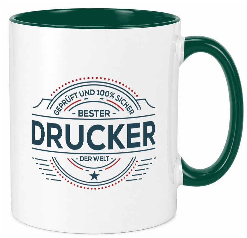 Geprüft und sicher: Drucker | Druckerei Print Medien Geschenk Humor Tasse