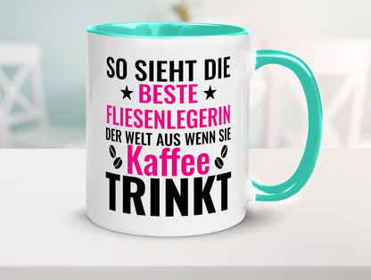 Kaffee trinkt: Fliesenlegerin | Fliesenlegen Bau Humor Geschenkidee Tasse