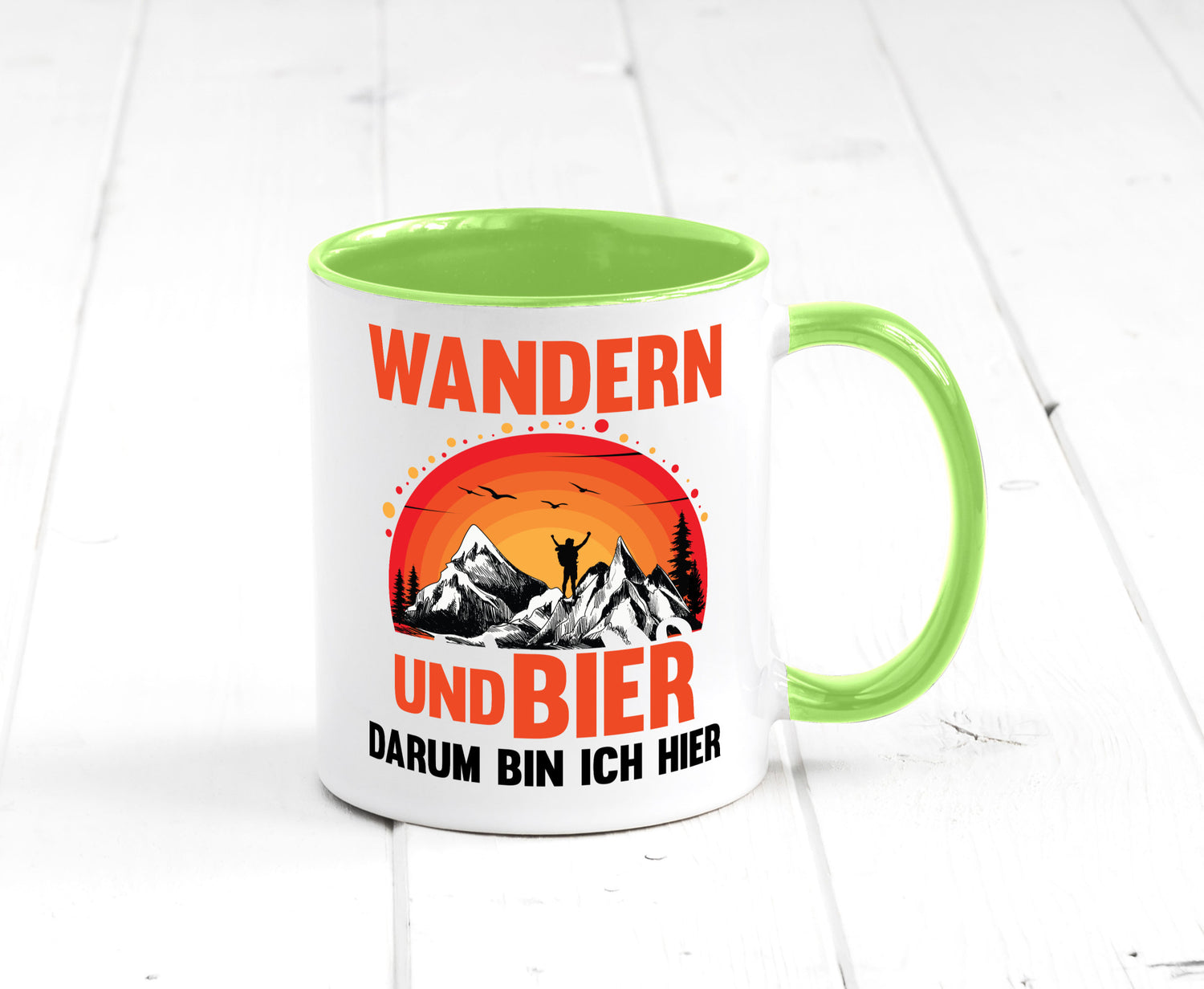 Wandern und Bier darum bin ich hier | lustiger Spruch Geschenk Humor