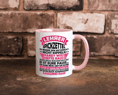 Lehrer Spickzettel | Beruf Tasse lustiger Spruch vl8 Geschenkidee Arbeit