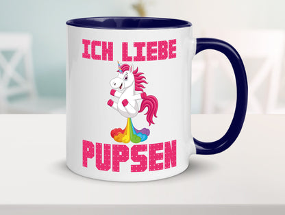 Ich liebe pupsen | Einhorn Pups lustiger Spruch Humor Geschenkidee Tasse