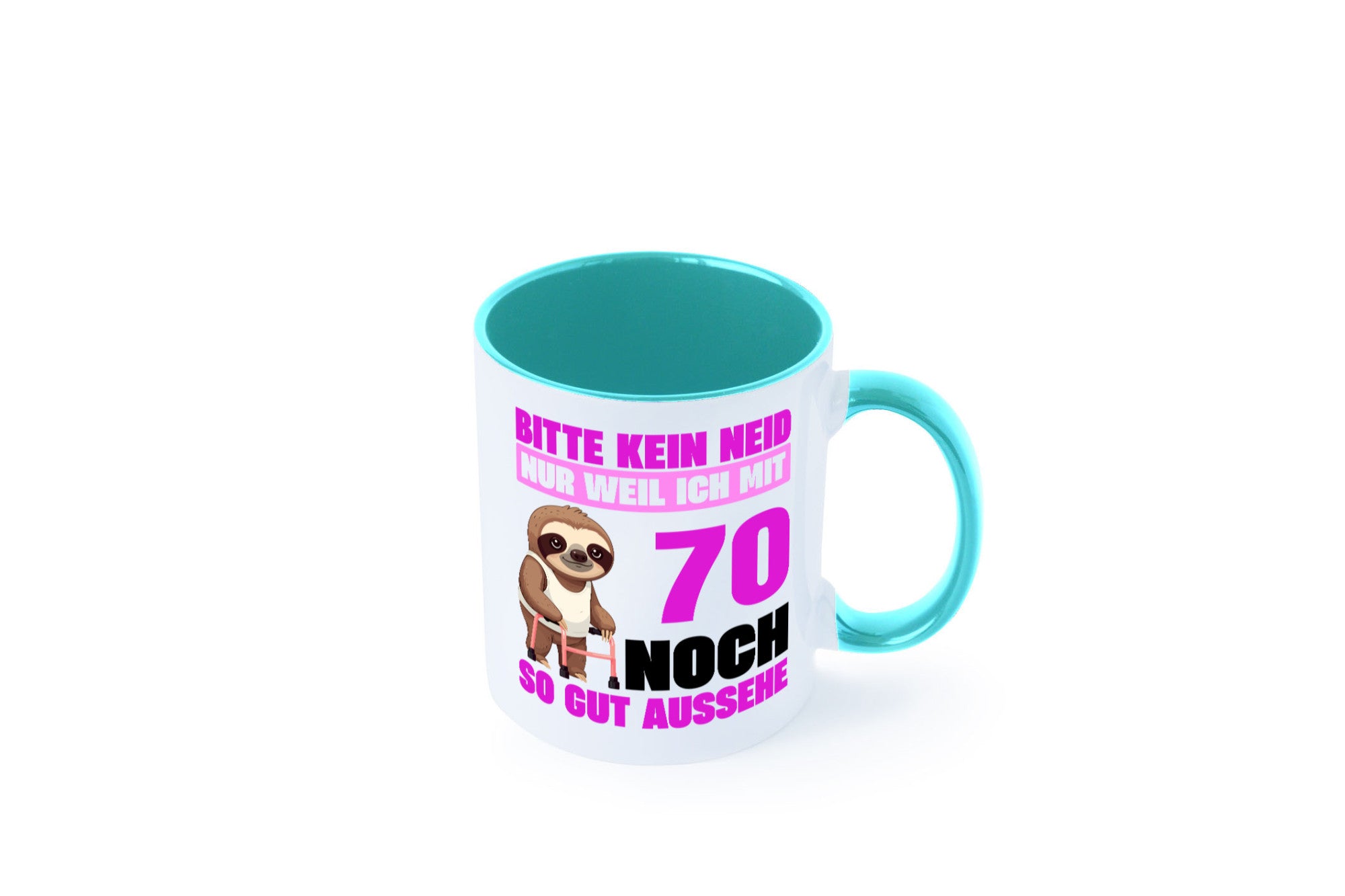 70. Geburtstag | Bitte kein neid Faultier 70 Jahre v2 Humor Geschenkidee Tasse