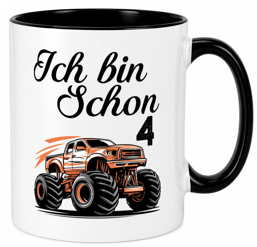 4. Geburtstag | Monster truck 4 Jahre Geschenkidee Humor Tasse