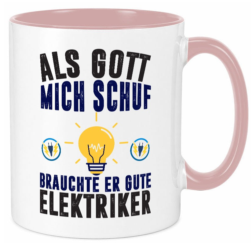 Als mich Gott schuf | Elektriker Arbeit Humor Kollegen Büro Geschenkidee Tasse