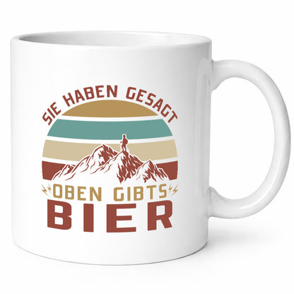 Oben gibt´s Bier | Mensch Berge Geschenkidee Humor Tasse