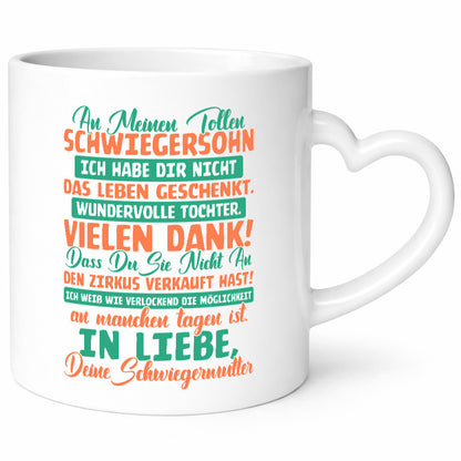 An meinen tollen Schwiegersohn vl3 Humor Familie Geschenkidee Tasse