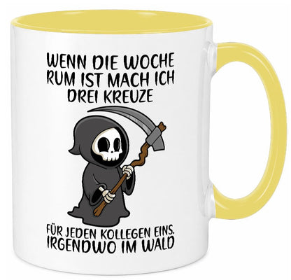 Wenn die Woche rum ist | Sensenmann Kollegen Büro Job lustiger Spruch Geschenk Tasse