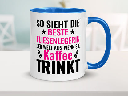 Kaffee trinkt: Fliesenlegerin | Fliesenlegen Bau Humor Geschenkidee Tasse