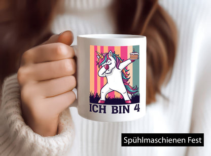 4 Geburtstag | Einhorn Damping Mädchen lustig Geschenkidee Geschenk Tasse