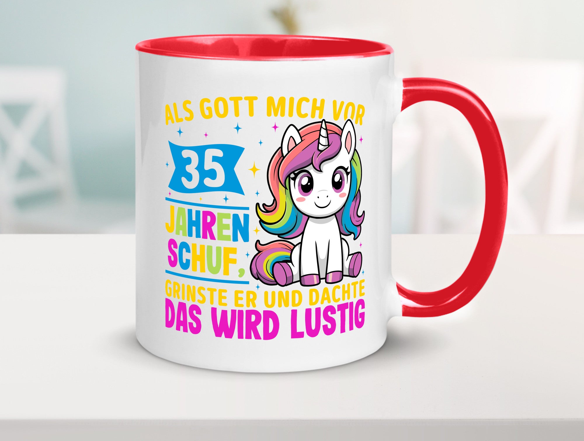 35. Geburtstag | Als Gott mich schuf 40 Jahre v2 Humor Geschenkidee Tasse