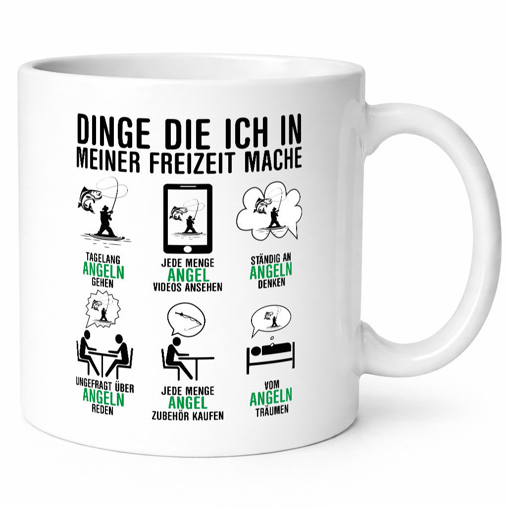 Dinge die ich in meiner Freizeit mache | Angler Angeln Humor Geschenkidee Tasse