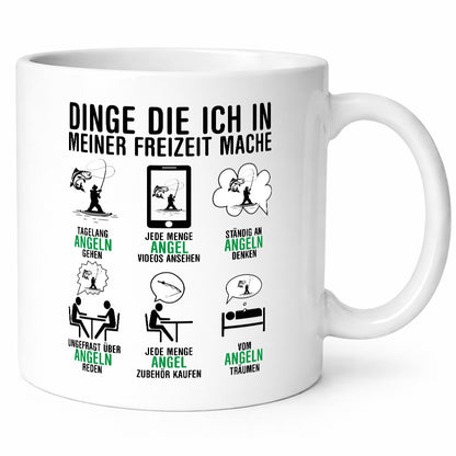 Dinge die ich in meiner Freizeit mache | Angler Angeln Humor Geschenkidee Tasse