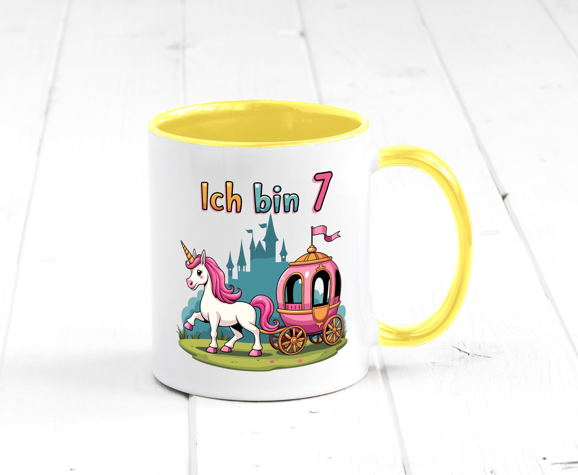 7. Geburtstag | Prinzessin in Kutsche Einhorn lustiger Spruch Geschenk