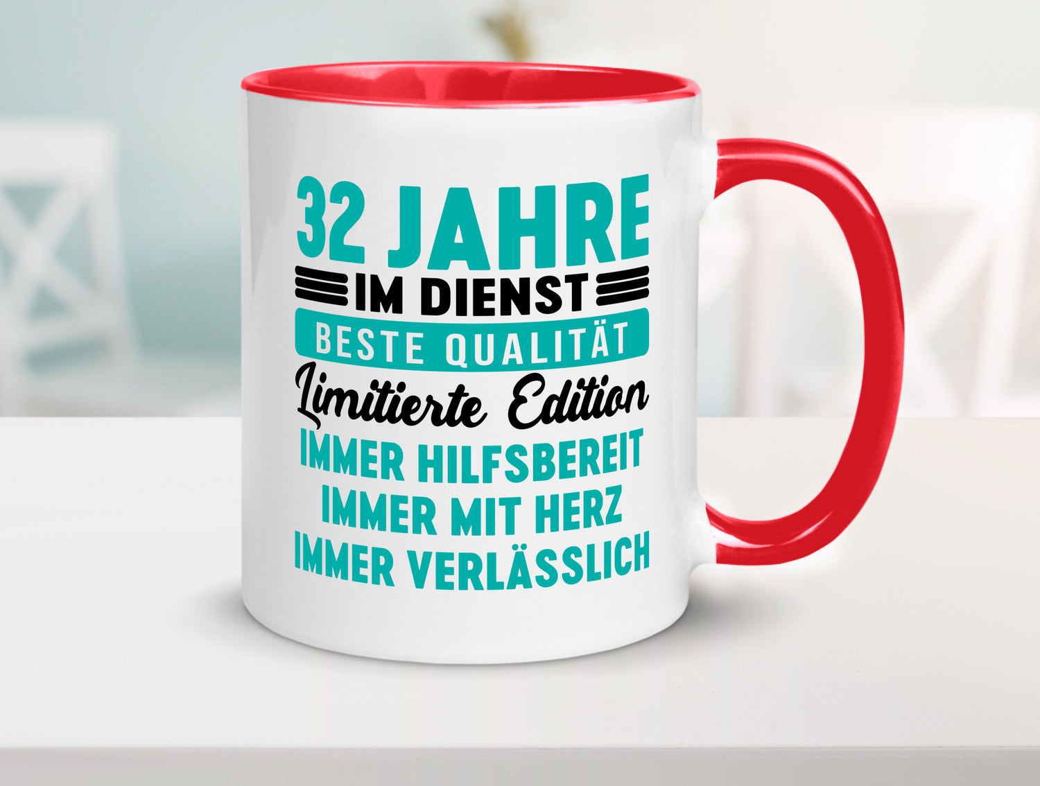 32 Jahre im Dienst | Jubiläum Arbeit v5 Geschenkidee Kollegen Büro Humor Tasse