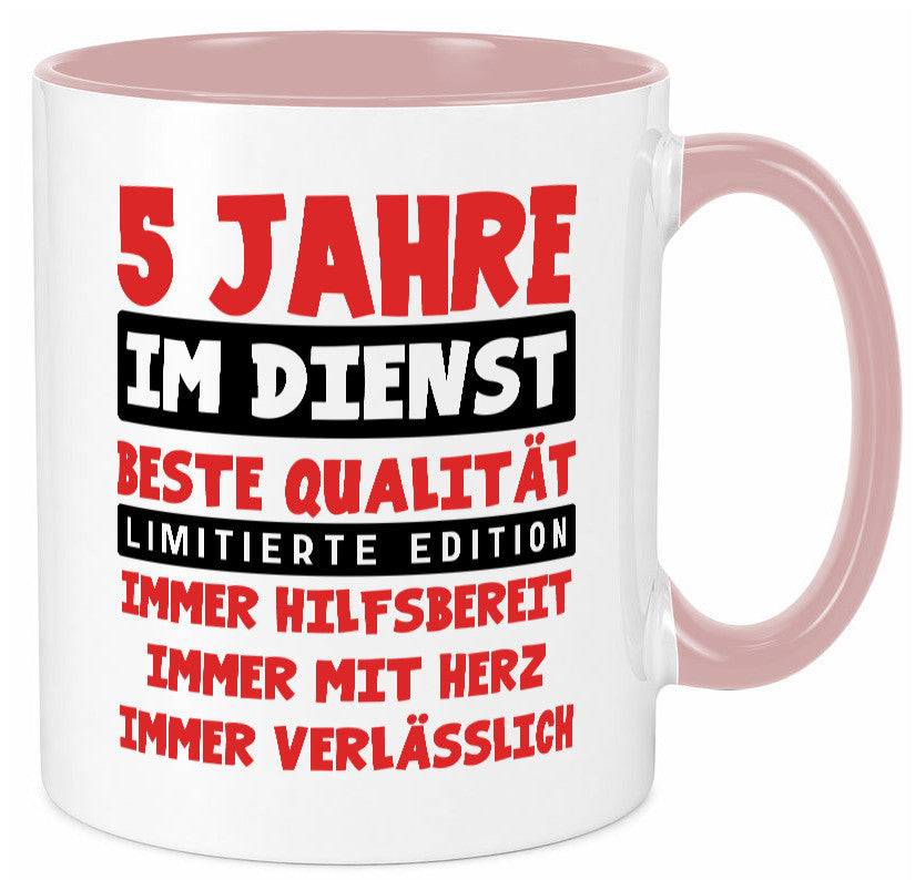 5 Jahre im Dienst | Jubiläum Arbeit v9 Geschenk Kollegen Büro lustiger Spruch Tasse