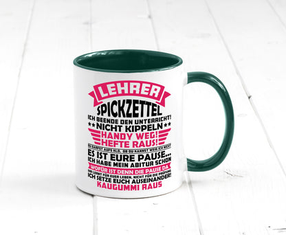 Lehrer Spickzettel | Beruf Tasse lustiger Spruch vl8 Geschenkidee Arbeit