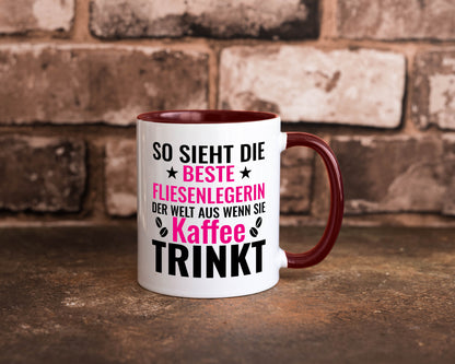 Kaffee trinkt: Fliesenlegerin | Fliesenlegen Bau Humor Geschenkidee Tasse