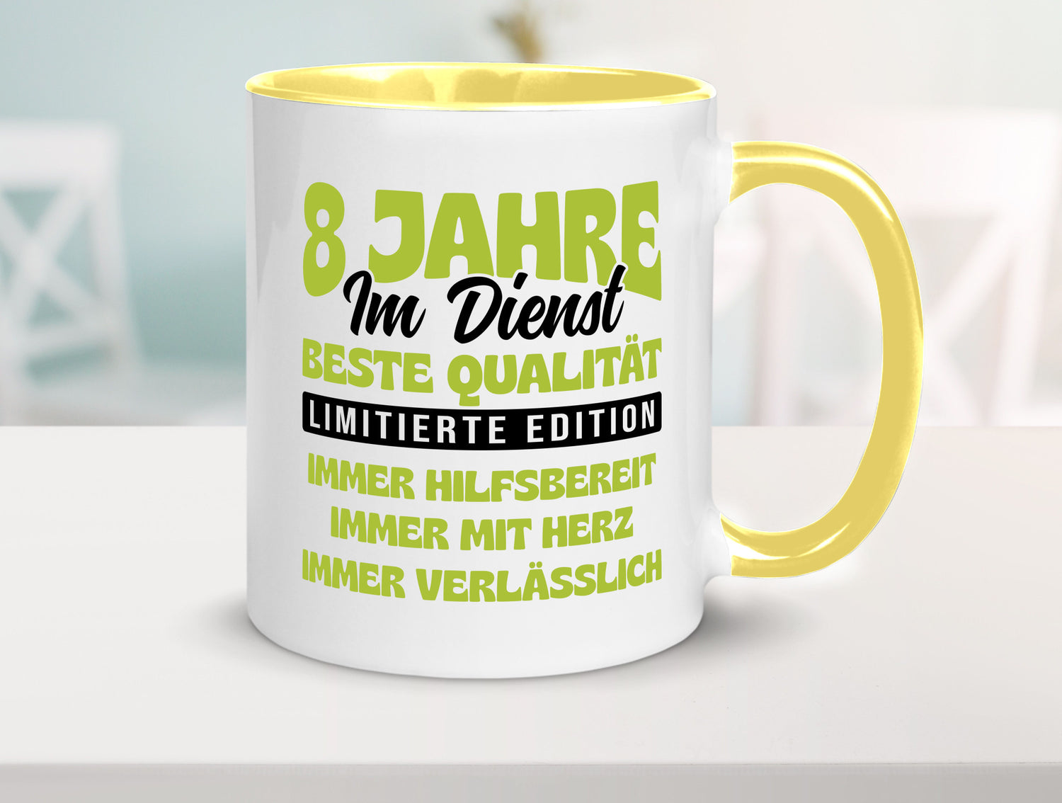 8 Jahre im Dienst | Jubiläum Arbeit v4 lustig Kollegen Büro Geschenk Tasse