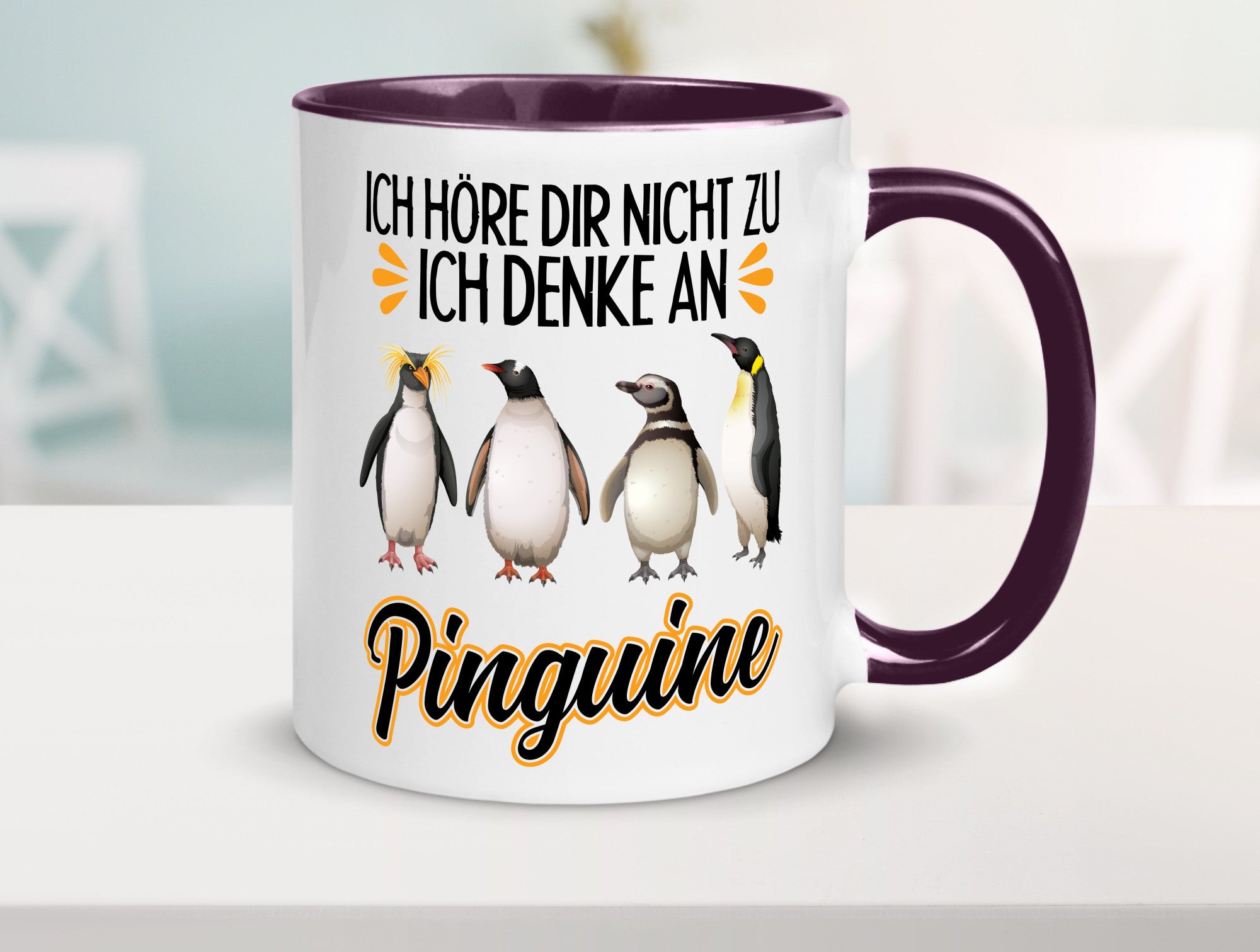 Ich denke an Pinguine Geschenkidee Humor Tasse