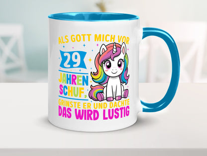 29. Geburtstag | Als Gott mich schuf 40 Jahre v2 Humor Geschenkidee Tasse