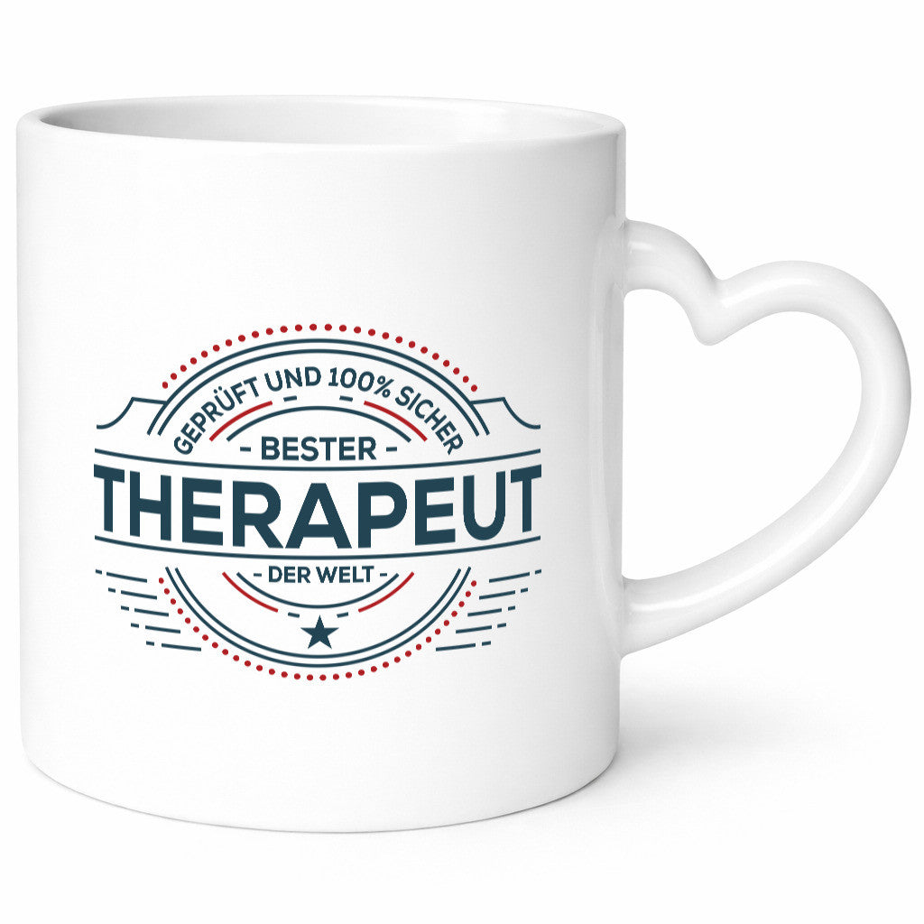Geprüft und sicher: Therapeut | Psychotherapie Therapie Geschenkidee Humor Tasse