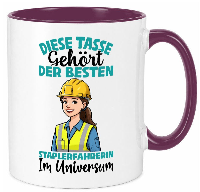 Im Universum: Staplerfahrerin | Gabelstapler Humor Geschenkidee Tasse
