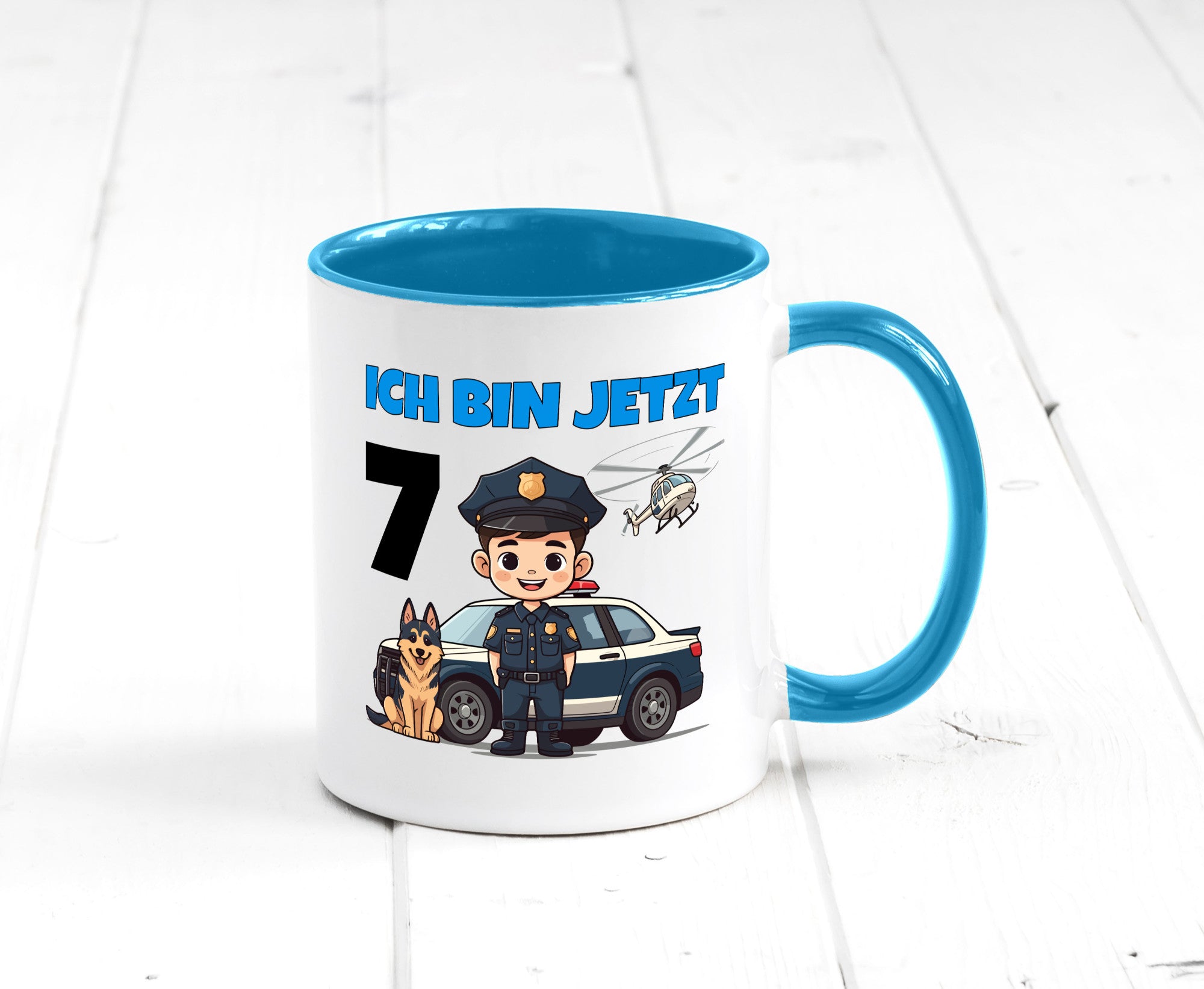 7. Geburtstag | 7 Jahre Polizei Kind Polizeiauto Humor Geschenkidee Tasse