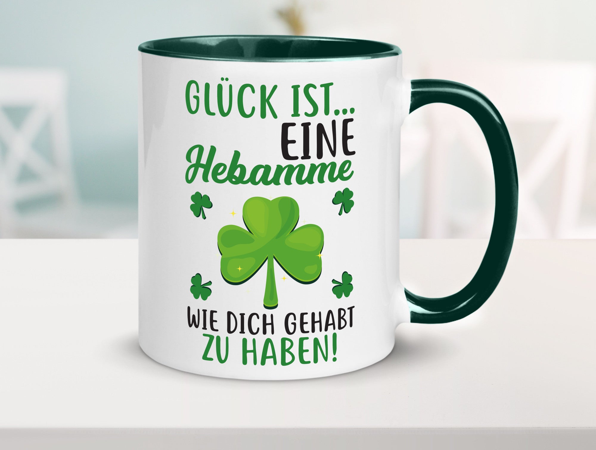 Hebamme Dankeschön | Dankes Tasse Kleeblätter Glück Humor Geschenkidee