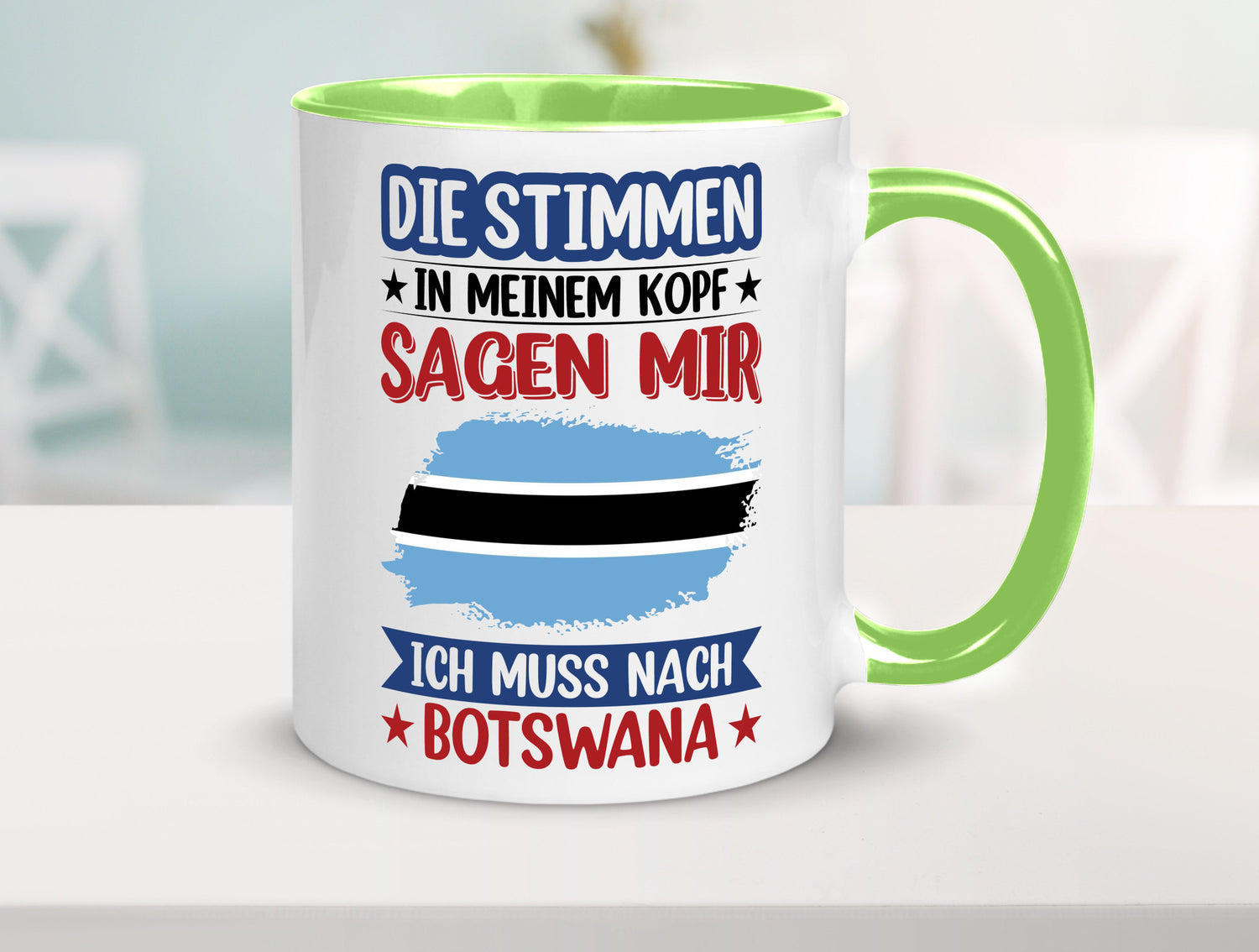 Botswana | Urlaub Stimmen in meinem Kopf Traumland Geschenkidee Humor Tasse