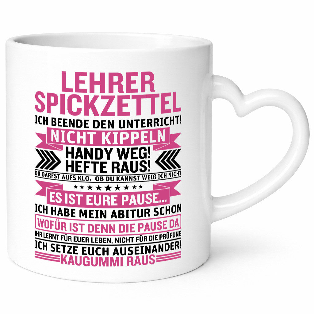 Lehrer Spickzettel | Beruf Tasse lustiger Spruch vl1 Geschenk Arbeit Kollegen