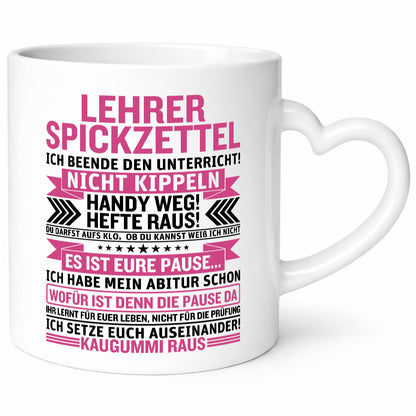 Lehrer Spickzettel | Beruf Tasse lustiger Spruch vl1 Geschenk Arbeit Kollegen