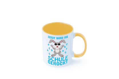 Schule wird gerockt | Schulbeginn Tasse cooler Hase lustiger Spruch Geschenk