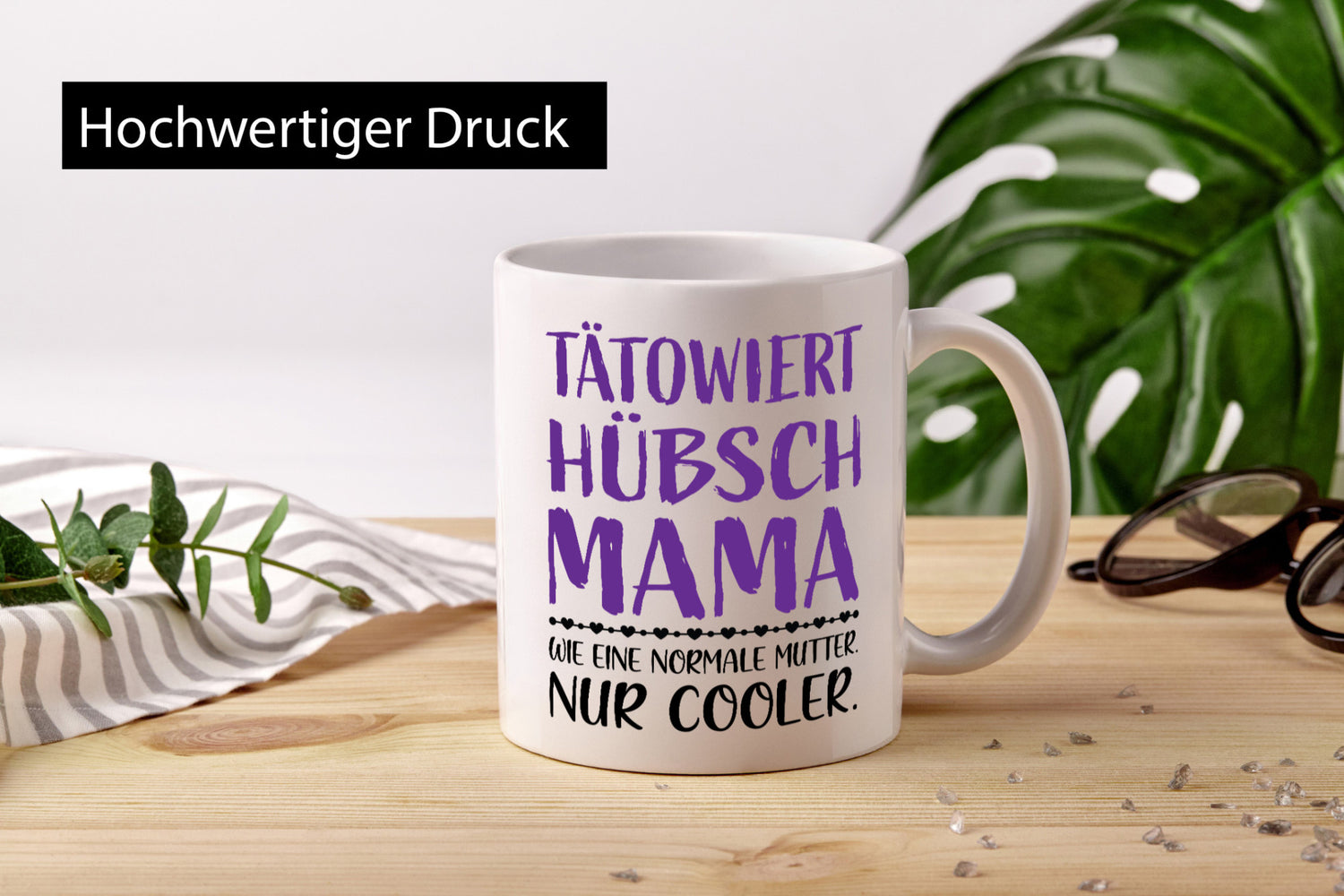 Tätowiert Mama hübsch, cool | Herzen Geschenkidee Familie Humor Tasse