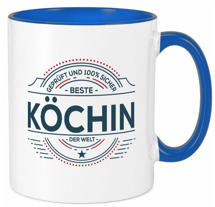 Geprüft und sicher: Köchin | Chefköchin Chefkoch lustiger Spruch Geschenk Tasse