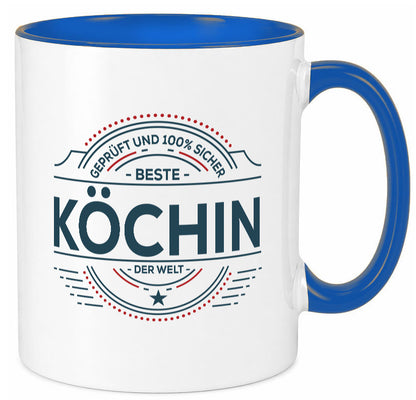 Geprüft und sicher: Köchin | Chefköchin Chefkoch lustiger Spruch Geschenk Tasse