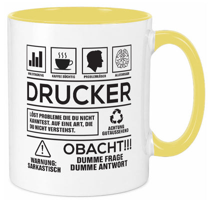 Achtung Probleme Drucker | Druckerei Print Medien Humor Geschenkidee Tasse