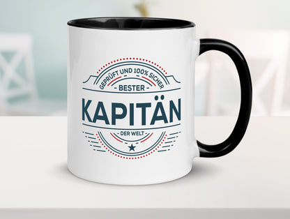 Geprüft und sicher: Kapitän | Schiffskapitän Schiff lustiger Spruch Geschenk Tasse