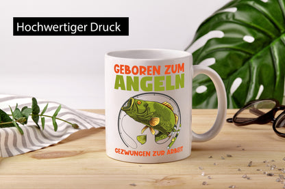 Geboren zum Angeln | Angler Tasse Fischer Spruch Humor Geschenkidee